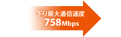 下り最大758Mbpsの高速通信