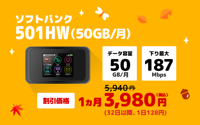 ソフトバンク 501HW(50GB/月)