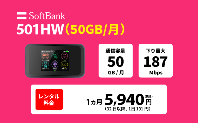 ソフトバンク 501HW(50GB/月)