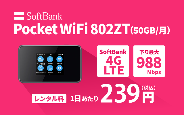 SoftBank レンタル 802ZT 50GB/月